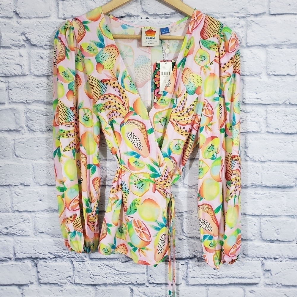 Farm Rio Anthropologie Rainforest wrap blouse - Picture 3 of 8